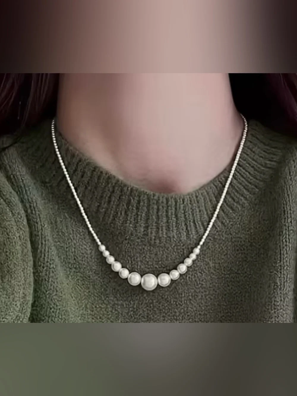 Faux White Pearl Beaded Necklace -